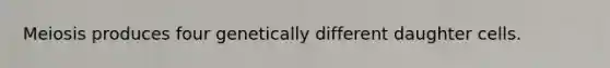Meiosis produces four genetically different daughter cells.