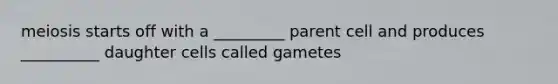 meiosis starts off with a _________ parent cell and produces __________ daughter cells called gametes