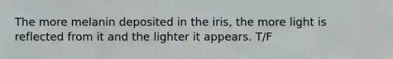 The more melanin deposited in the iris, the more light is reflected from it and the lighter it appears. T/F