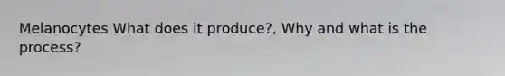 Melanocytes What does it produce?, Why and what is the process?