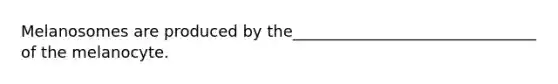 Melanosomes are produced by the_______________________________ of the melanocyte.