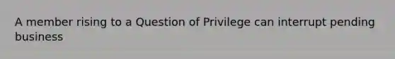 A member rising to a Question of Privilege can interrupt pending business