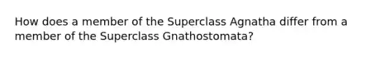 How does a member of the Superclass Agnatha differ from a member of the Superclass Gnathostomata?