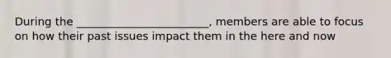 During the ________________________, members are able to focus on how their past issues impact them in the here and now