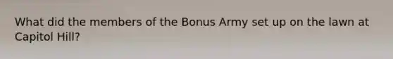 What did the members of the Bonus Army set up on the lawn at Capitol Hill?