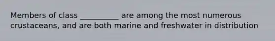 Members of class __________ are among the most numerous crustaceans, and are both marine and freshwater in distribution