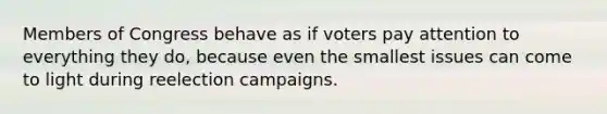 Members of Congress behave as if voters pay attention to everything they do, because even the smallest issues can come to light during reelection campaigns.