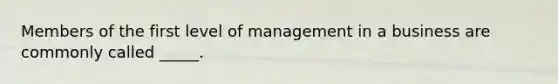 Members of the first level of management in a business are commonly called _____.