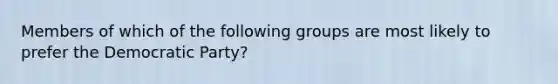 Members of which of the following groups are most likely to prefer the Democratic Party?