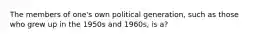 The members of one's own political generation, such as those who grew up in the 1950s and 1960s, is a?