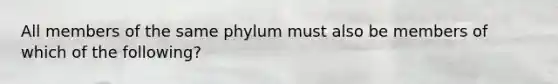 All members of the same phylum must also be members of which of the following?