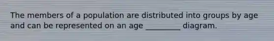 The members of a population are distributed into groups by age and can be represented on an age _________ diagram.