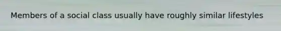 Members of a social class usually have roughly similar lifestyles