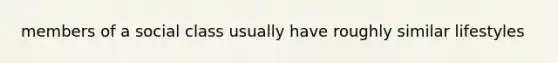 members of a social class usually have roughly similar lifestyles