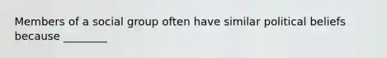 Members of a social group often have similar political beliefs because ________