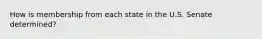 How is membership from each state in the U.S. Senate determined?