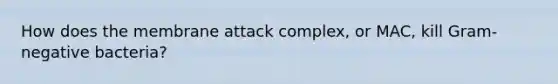 How does the membrane attack complex, or MAC, kill Gram-negative bacteria?