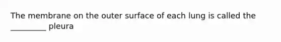 The membrane on the outer surface of each lung is called the _________ pleura