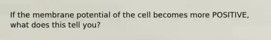 If the membrane potential of the cell becomes more POSITIVE, what does this tell you?