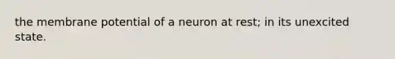 the membrane potential of a neuron at rest; in its unexcited state.