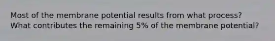 Most of the membrane potential results from what process? What contributes the remaining 5% of the membrane potential?