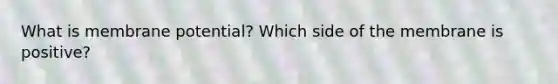 What is membrane potential? Which side of the membrane is positive?