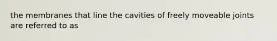 the membranes that line the cavities of freely moveable joints are referred to as