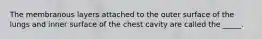 The membranous layers attached to the outer surface of the lungs and inner surface of the chest cavity are called the _____.