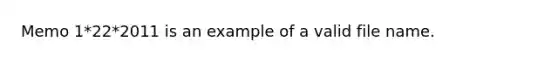 Memo 1*22*2011 is an example of a valid file name.