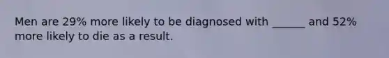 Men are 29% more likely to be diagnosed with ______ and 52% more likely to die as a result.