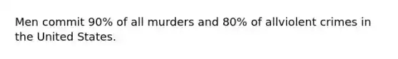 Men commit 90% of all murders and 80% of allviolent crimes in the United States.