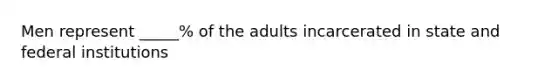 Men represent _____% of the adults incarcerated in state and federal institutions