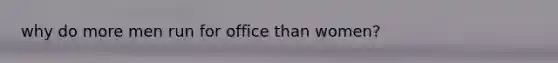 why do more men run for office than women?