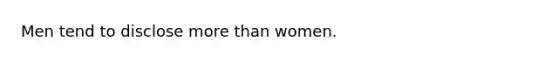 Men tend to disclose more than women.