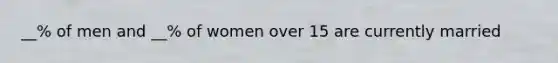 __% of men and __% of women over 15 are currently married