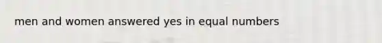 men and women answered yes in equal numbers