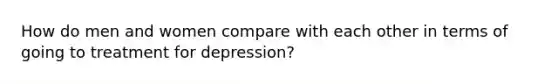 How do men and women compare with each other in terms of going to treatment for depression?