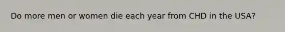 Do more men or women die each year from CHD in the USA?