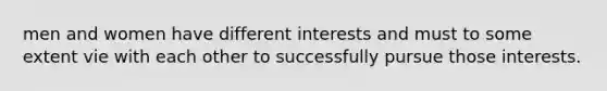 men and women have different interests and must to some extent vie with each other to successfully pursue those interests.