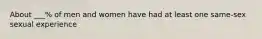 About ___% of men and women have had at least one same-sex sexual experience