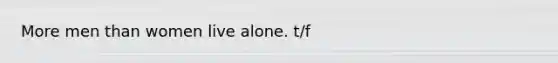 More men than women live alone. t/f