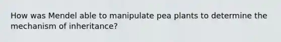 How was Mendel able to manipulate pea plants to determine the mechanism of inheritance?