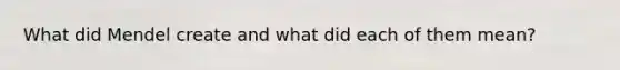 What did Mendel create and what did each of them mean?