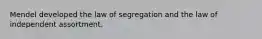 Mendel developed the law of segregation and the law of independent assortment.