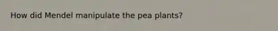 How did Mendel manipulate the pea plants?