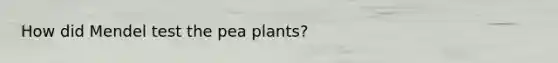 How did Mendel test the pea plants?