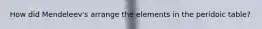 How did Mendeleev's arrange the elements in the peridoic table?