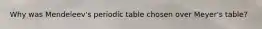 Why was Mendeleev's periodic table chosen over Meyer's table?