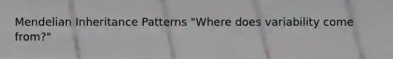 Mendelian Inheritance Patterns "Where does variability come from?"