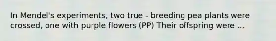 In Mendel's experiments, two true - breeding pea plants were crossed, one with purple flowers (PP) Their offspring were ...